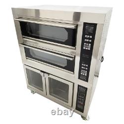 220V Commercial Pizza Oven with Fermentation Tank Double-deck Movable Oven
