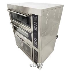 220V Commercial Pizza Oven with Fermentation Tank Double-deck Movable Oven