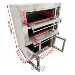 220V Commercial Pizza Oven with Fermentation Tank Double-deck Movable Oven