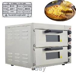 220V Commercial Stainless Steel Double-Decker 16 Pizza Electric Oven 3KW