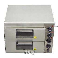 220V Commercial Stainless Steel Double-Decker 16 Pizza Electric Oven 3KW