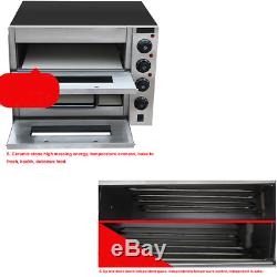 220V Electric 16Inch Pizza Oven Double Deck Commercial 2400W with Ceramic Stone