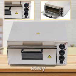 2KW Electric Pizza Oven Single Deck Fire Stone Stainless Steel Bread Toaster US