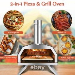 2in1 Pizza Grill Oven, Hard Wood Pellet Outdoor Pizza Oven Kit Foldable Big Horn