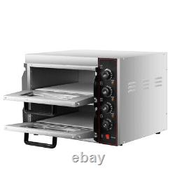 3000W 48L Electric Pizza Oven Double Deck Commercial Stainless Bake Broiler Home