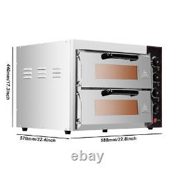 3000W 48L Electric Pizza Oven Double Deck Commercial Stainless Bake Broiler Home