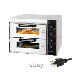 3000W Electric Double Deck Pizza Oven Commercial Toaster Bake Broiler Oven US