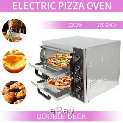 3000W Electric Pizza Oven Twin Deck Kitchen Commercial Baking Oven Catering