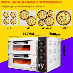 3000W Electric Pizza Oven Twin Deck Kitchen Commercial Baking Oven Catering