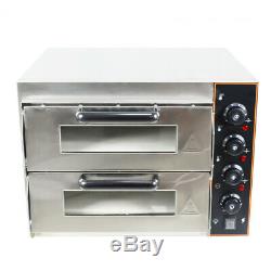 3000W Electric Pizza Oven Twin Deck Kitchen Commercial Baking Oven Catering