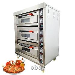 33 220V 3PH 27HP Commercial Floor Type Electric Pizza Oven 3 Deck with Timing