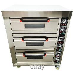 33 220V 3PH 27HP Commercial Floor Type Electric Pizza Oven 3 Deck with Timing