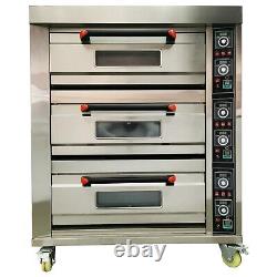 33 220V 3PH 27HP Commercial Floor Type Electric Pizza Oven 3 Deck with Timing