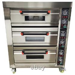 33 220V 3PH 27HP Commercial Floor Type Electric Pizza Oven 3 Deck with Timing