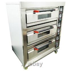 33 220V 3PH 27HP Commercial Floor Type Electric Pizza Oven 3 Deck with Timing