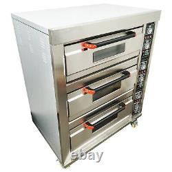 33 220V 3PH 27HP Commercial Floor Type Electric Pizza Oven 3 Deck with Timing