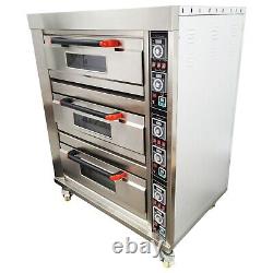 33 220V 3PH 27HP Commercial Floor Type Electric Pizza Oven 3 Deck with Timing