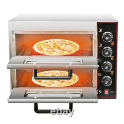 48L Electric Pizza Oven Double Deck Commercial Stainless Steel Bake Broiler