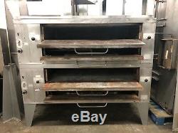 Bakers Pride Y602 Double-Stacked Gas Pizza Deck Ovens 60 Deck Refurbished