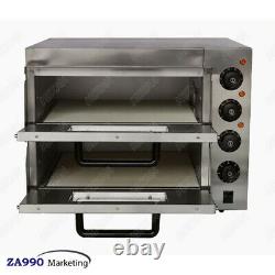 Commercial 3000W Electric Pizza Oven Twin Deck Double Deck Baking 2 Fire Stone