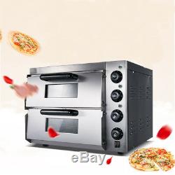 Commercial Bread Making Machines Double Pizza Oven Electric Counter Stone Deck
