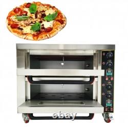 Commercial Double-layers Electric Pizza Oven for Bread Meat Cake Base 220V 6.4KW