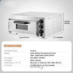 Commercial Electric Pizza Oven Single Deck Stainless Steel with Stone & Handle