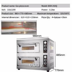 Commercial Gas Pizza Oven BSR-202Q, Double Deck, 8 x 12 Pizza, 842°F Max Temp