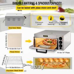 Commercial Pizza Oven 14 in. Single Deck Layer 1300-Watt Stainless Steel Electr