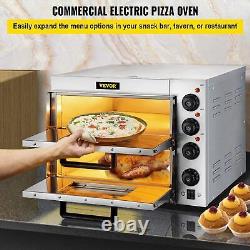 Commercial Pizza Oven Countertop 14 Double Deck Layer 110V 1800W Stainless