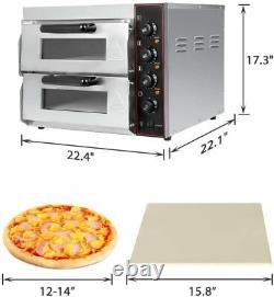 Commercial Pizza Oven Countertop 3000W 14'' Electric Double Pizza Oven