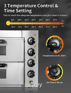 Commercial Pizza Oven Countertop 3000W 14'' Electric Double Pizza Oven