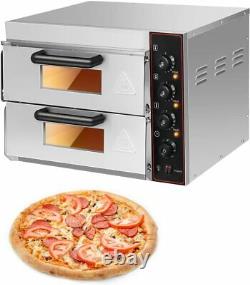 Commercial Pizza Oven Countertop 3000W14'' Electric Double Pizza Oven Deck Layer