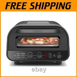 Compact Stainless Steel Pizza Oven with Touchscreen 5 Presets & Stone Included