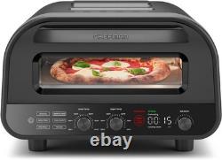 Compact Stainless Steel Pizza Oven with Touchscreen 5 Presets & Stone Included