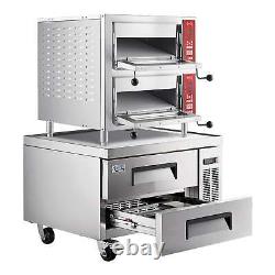 Double Deck Countertop Pizza / Bakery Oven, 2 Chambers, 36 Refrigerated Base