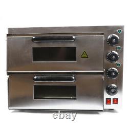 Double Deck Electric 3000W Pizza Oven Stainless Steel Ceramic Stone Kitchen Tool