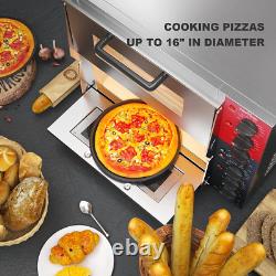 ETL Listed Commercial Double Deck 16 Inch Countertop Electric Pizza Oven with Pi