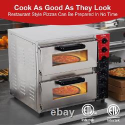 ETL Listed Commercial Double Deck 16 Inch Countertop Electric Pizza Oven with Pi