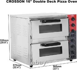 ETL Listed Commercial Double Deck 16 Inch Countertop Electric Pizza Oven with Pi