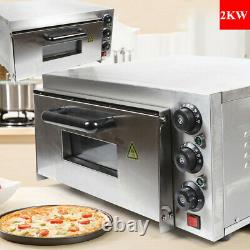 Electric 2000W Pizza Oven Single Deck Fire Stone Commercial Stainless Steel 