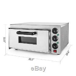 Electric 2000W Pizza Oven Single Deck Fire Stone Commercial Stainless Steel