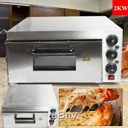 Electric 2000W Pizza Oven Single Deck Fire Stone Stainless Steel Bread Toaster