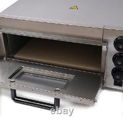 Electric 2KW Pizza Bread Toaster Bake Oven Single Deck Fire Stone StainlessSteel