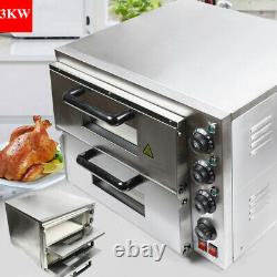 Electric 3000W Pizza Oven Commercial Double Deck Bake Oven Ceramic Stone Toaster