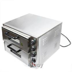Electric 3000W Pizza Oven Commercial Double Deck Bake Oven Ceramic Stone Toaster
