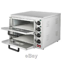 Electric 3000W Pizza Oven Double Deck Commercial Ceramic Stone Rotisserie 110V