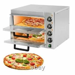 Electric 3000W Pizza Oven Double Deck Commercial Stainless Steel Bake Broiler