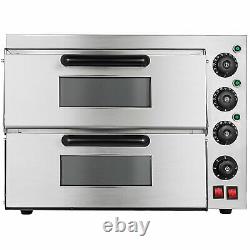 Electric 3000W Pizza Oven Double Deck Commercial Stainless Steel Bake Broiler