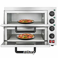 Electric 3000W Pizza Oven Double Deck Stainless Steel Ceramic Stone Fire Stone